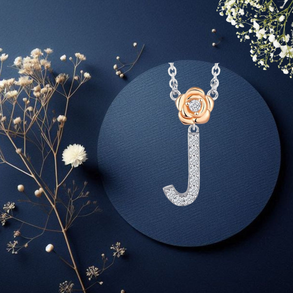 Alphabet Flower Pendant Necklace