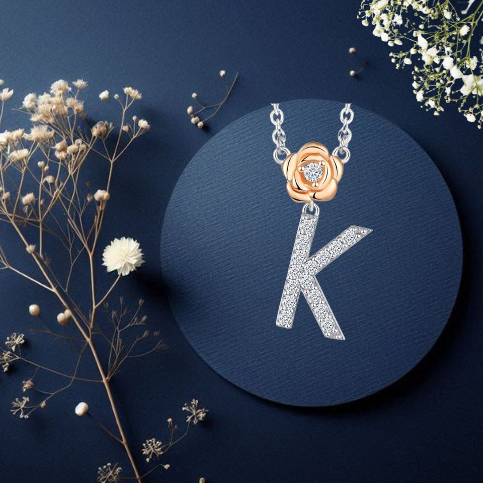 Alphabet Flower Pendant Necklace