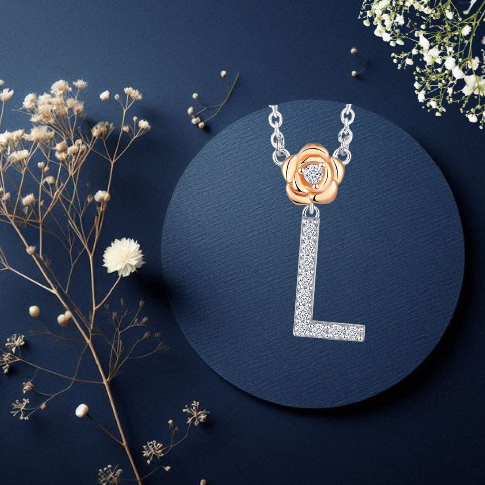 Alphabet Flower Pendant Necklace