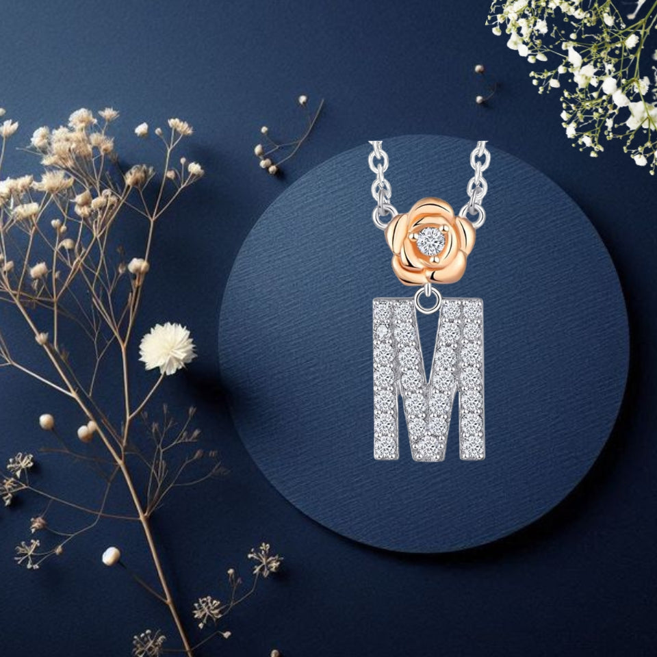 Alphabet Flower Pendant Necklace