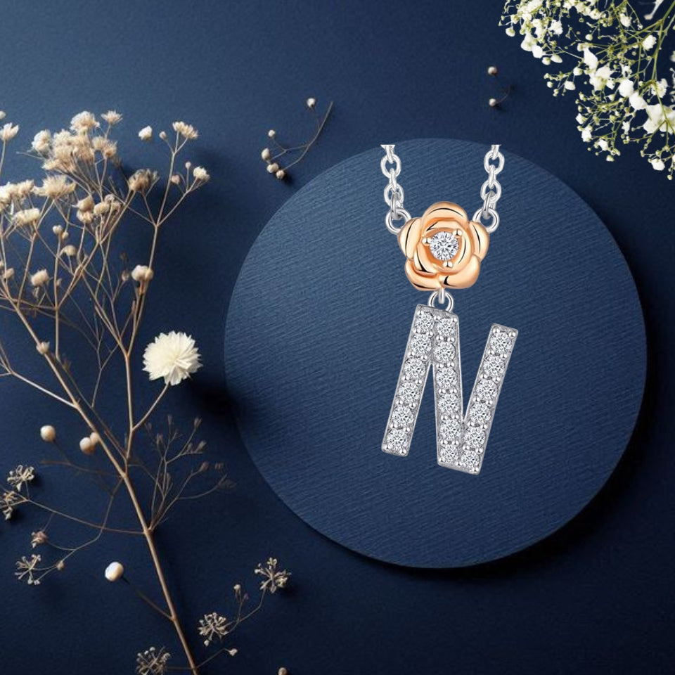 Alphabet Flower Pendant Necklace