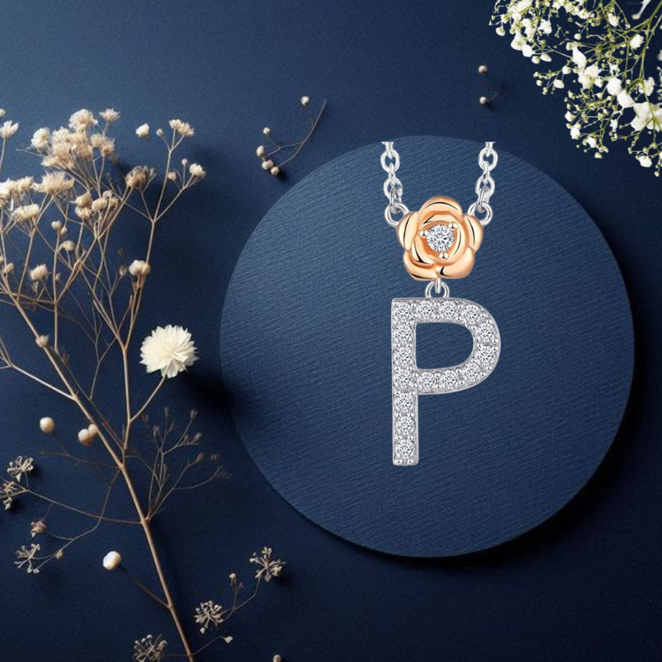 Alphabet Flower Pendant Necklace