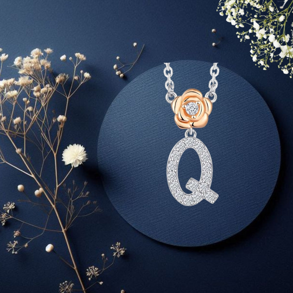 Alphabet Flower Pendant Necklace