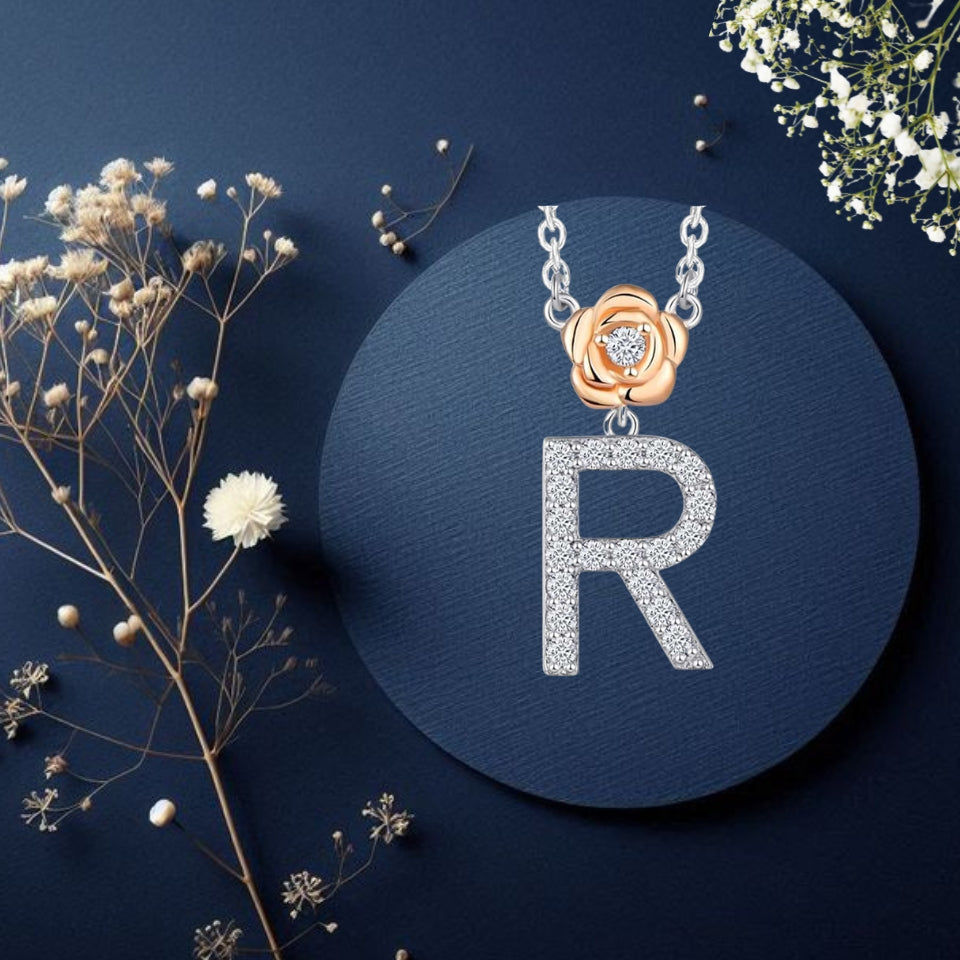 Alphabet Flower Pendant Necklace