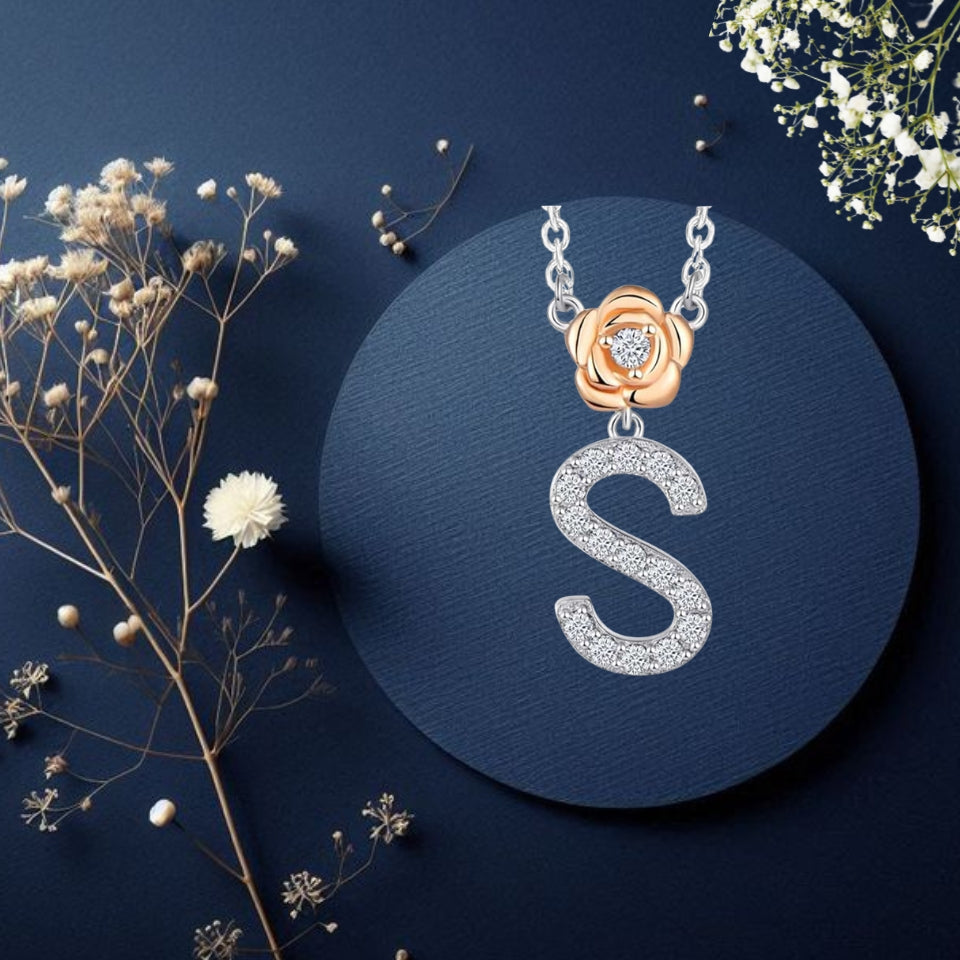 Alphabet Flower Pendant Necklace