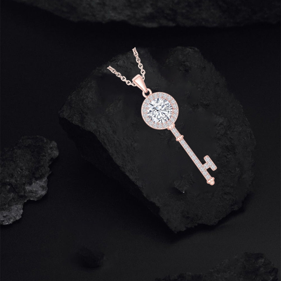 Moissanite Key Pendant Necklace