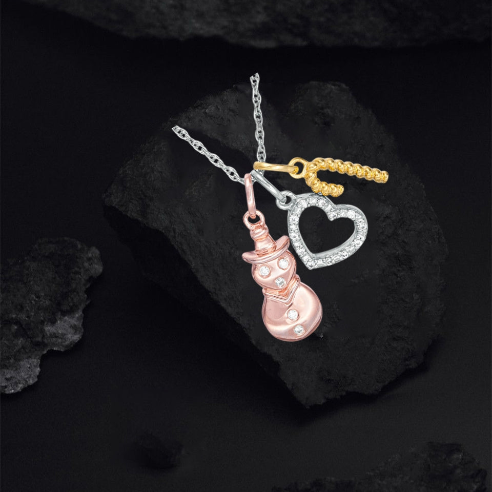 Cross, Snowflake and Heart Lock Charms Pendant Necklace