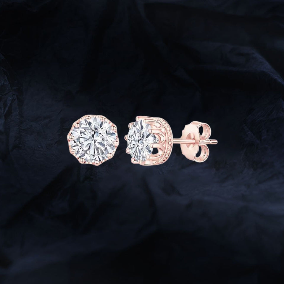 Crown Moissanite Friciton Back Stud