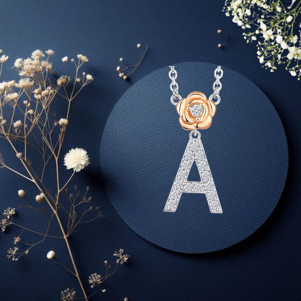 Alphabet Flower Pendant Necklace