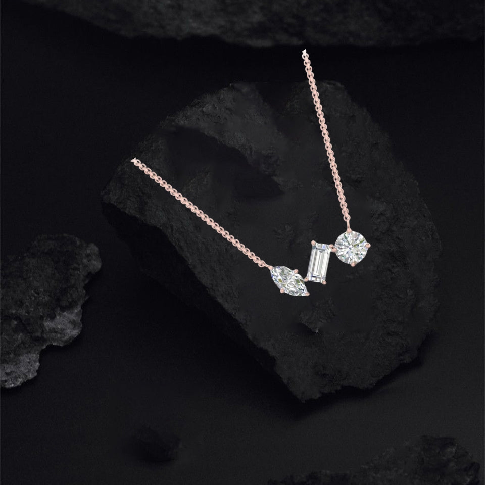 Cubic Zirconia Multi Shape Pendant Necklace