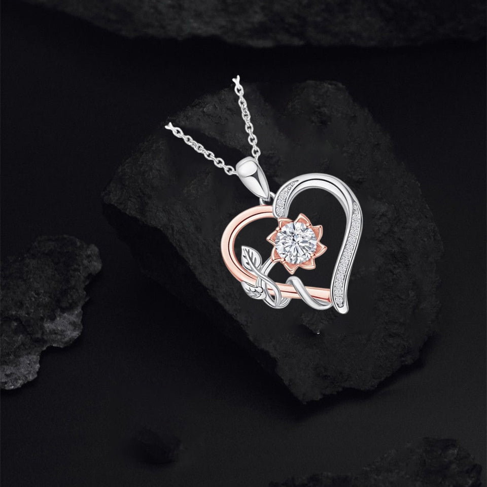 Flower heart Pendant Necklace