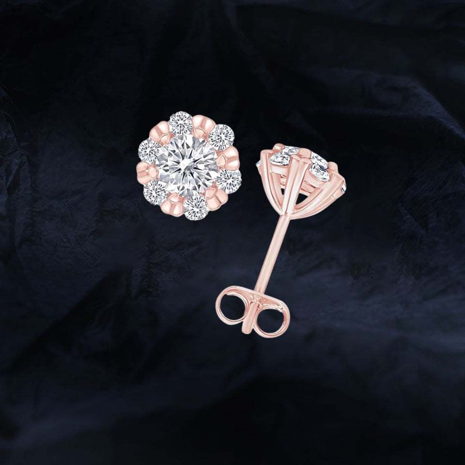 Snowflake Round Moissanite Stud
