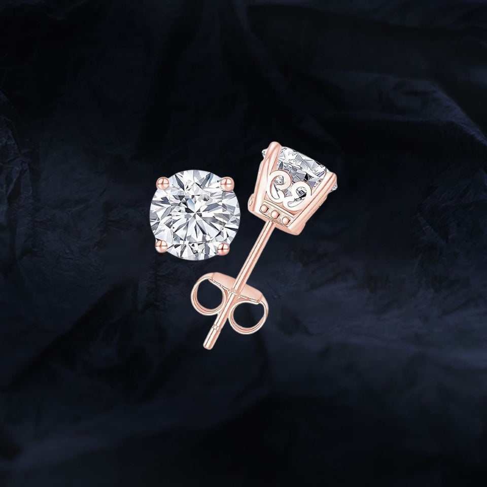 Round Moissanite Vintage Solitaire Stud