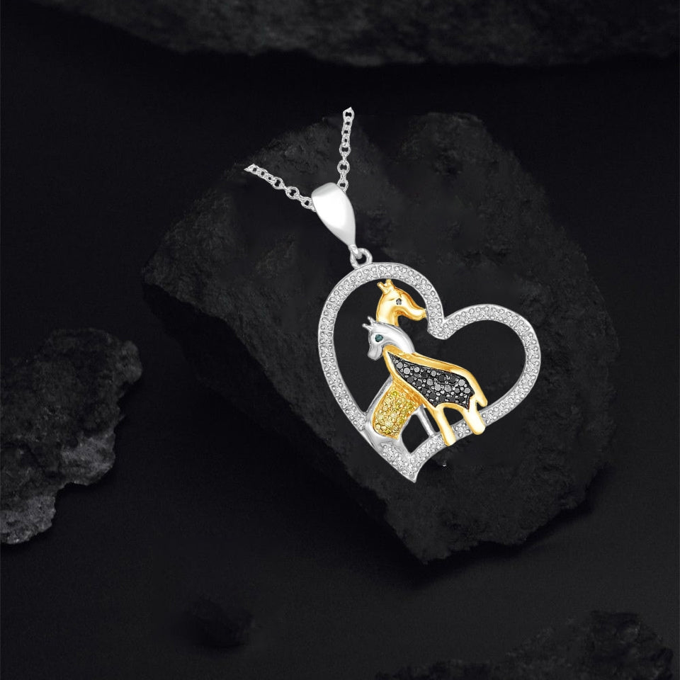 Giraffe Love Heart Pendant Necklace