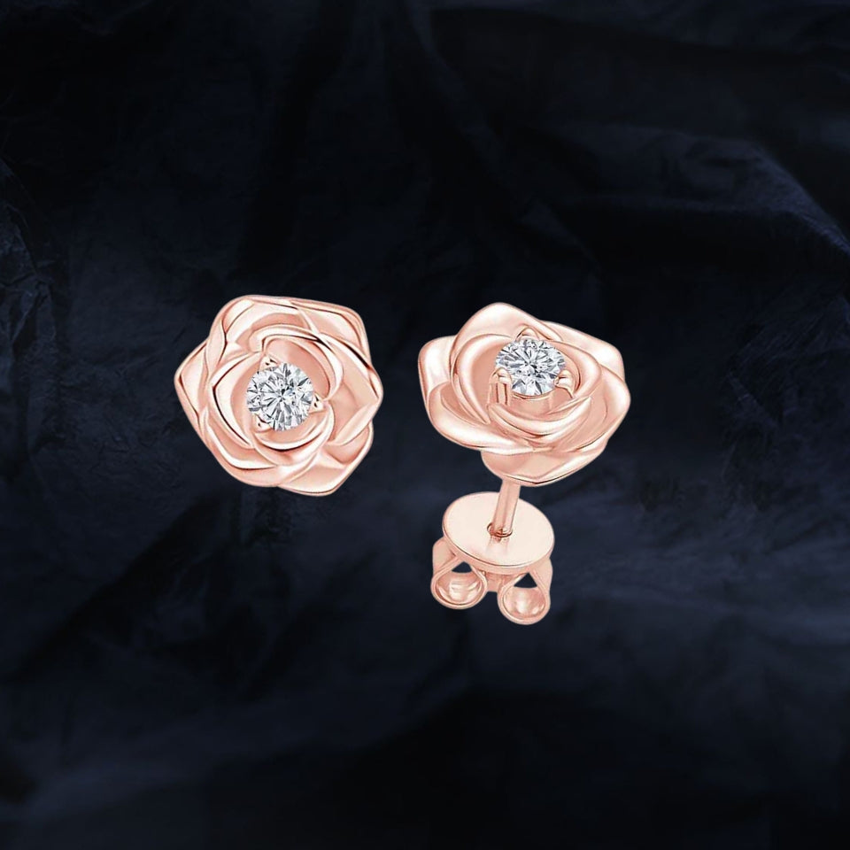 Rose Flower Moissanite Stud