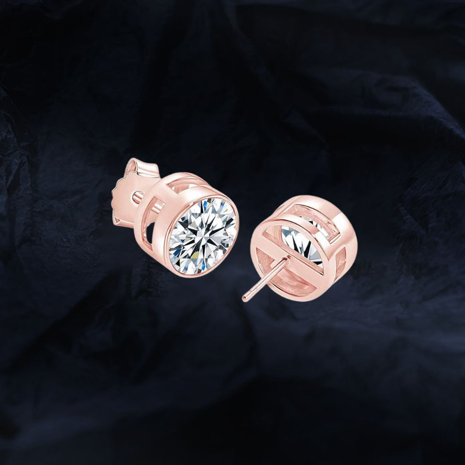 Classic Solitaire Diamond Bezel Set Stud