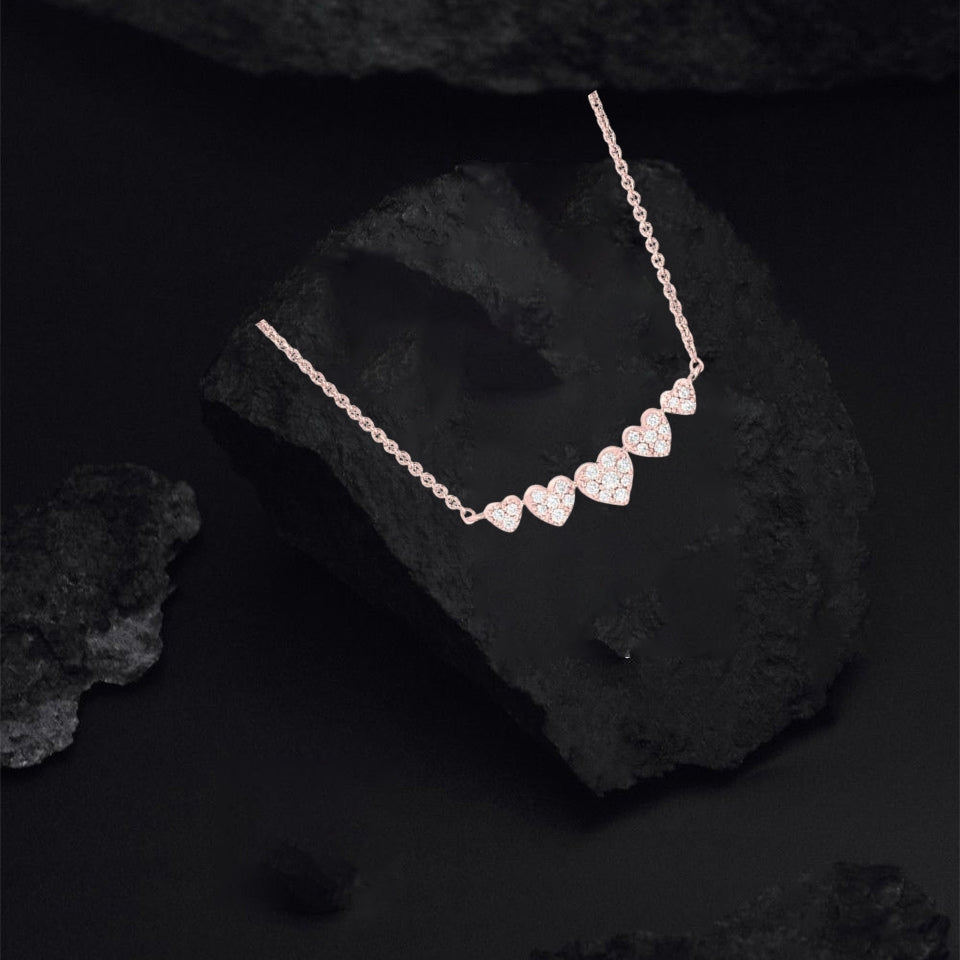 Five Heart Bar Pendant Necklace