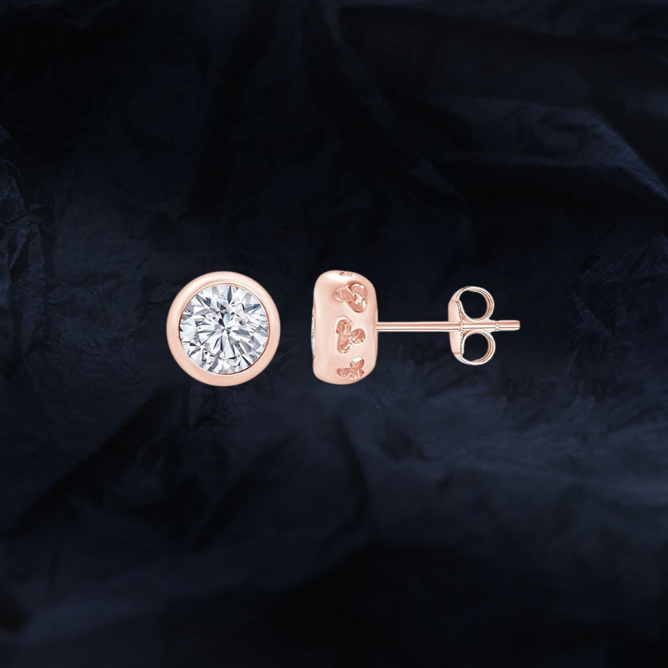 Round Bezel Set Moissanite Stud