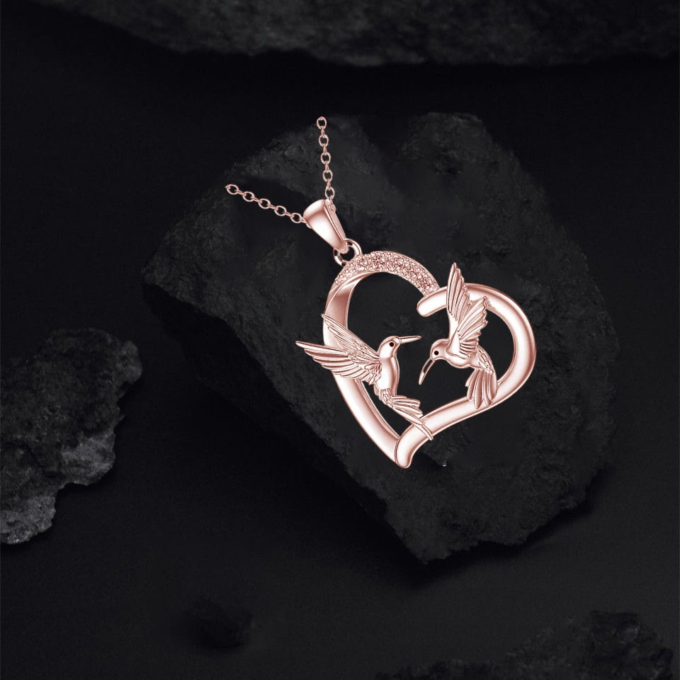Hummingbird Heart Pendant Necklace