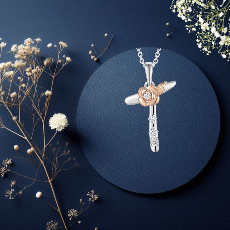 Alphabet Rose Pendant Necklace
