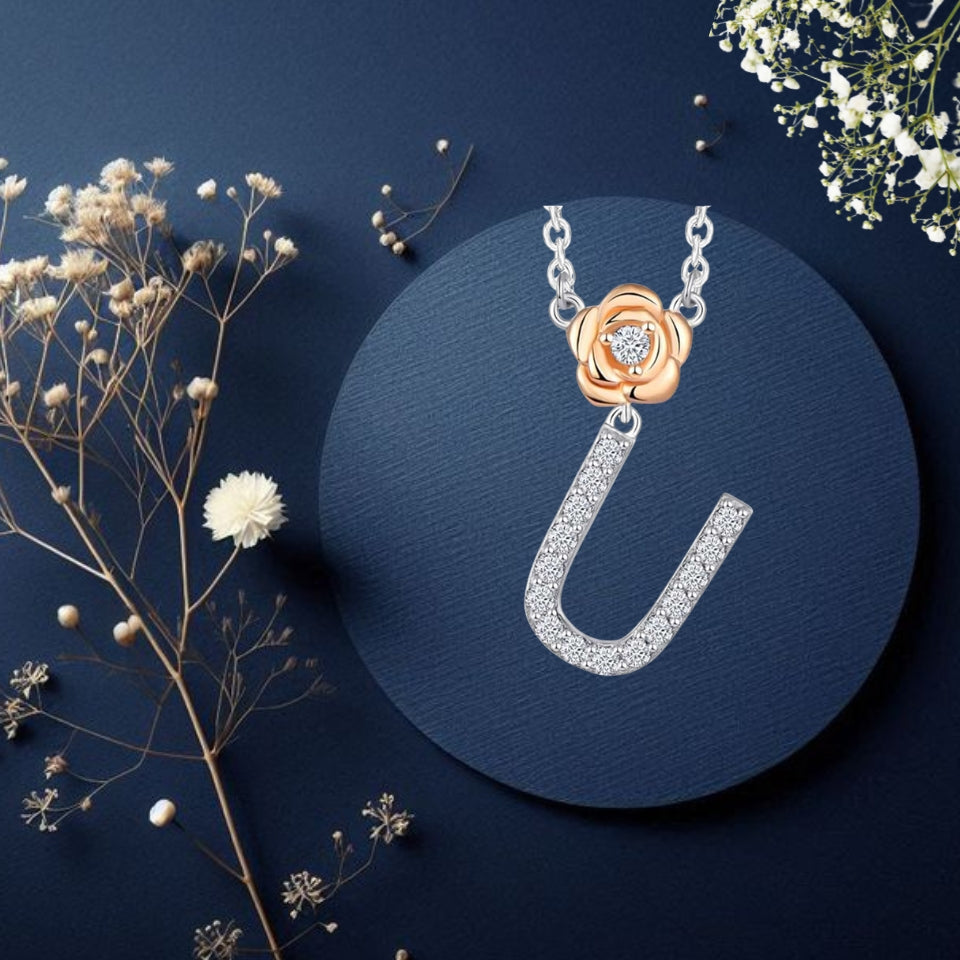 Alphabet Flower Pendant Necklace