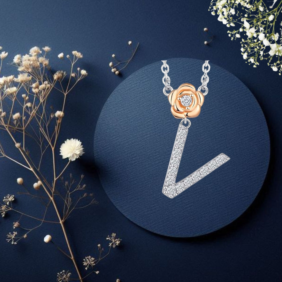 Alphabet Flower Pendant Necklace