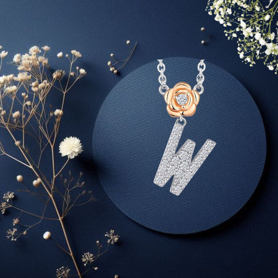 Alphabet Flower Pendant Necklace