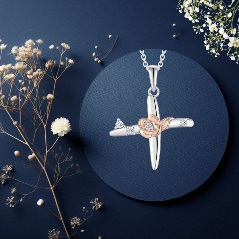 Alphabet Rose Pendant Necklace