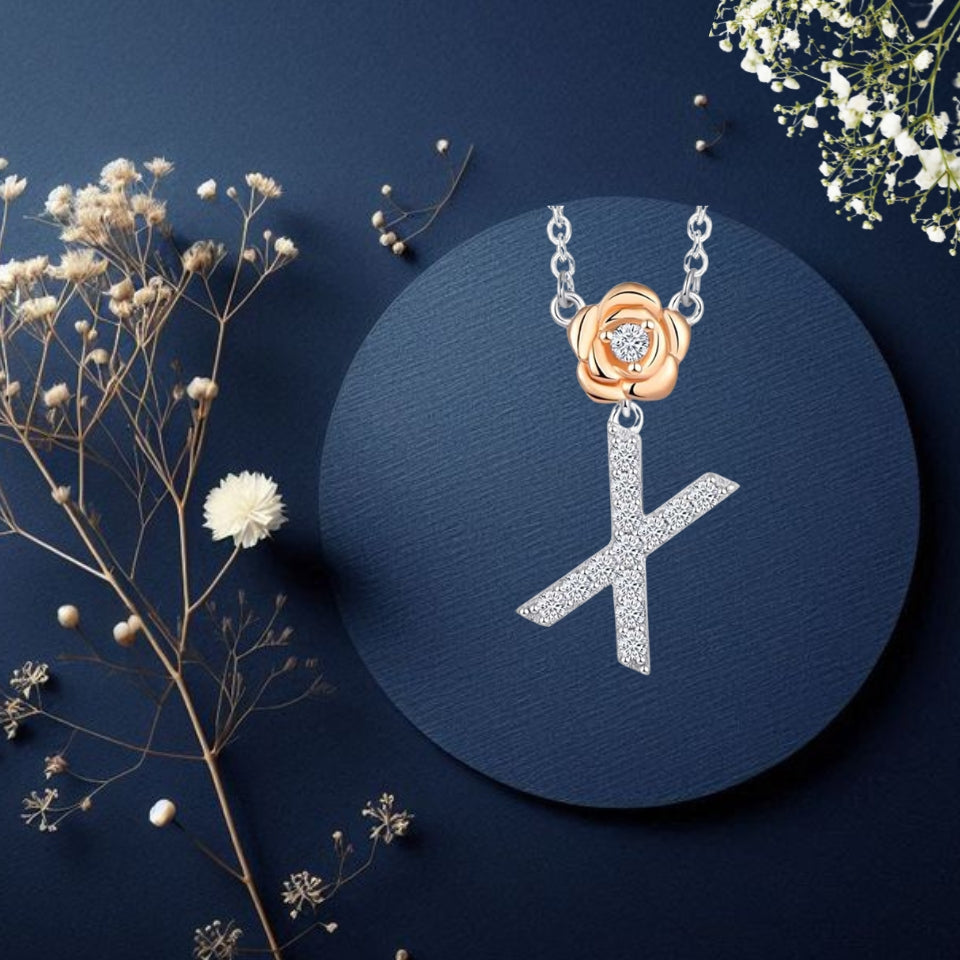 Alphabet Flower Pendant Necklace