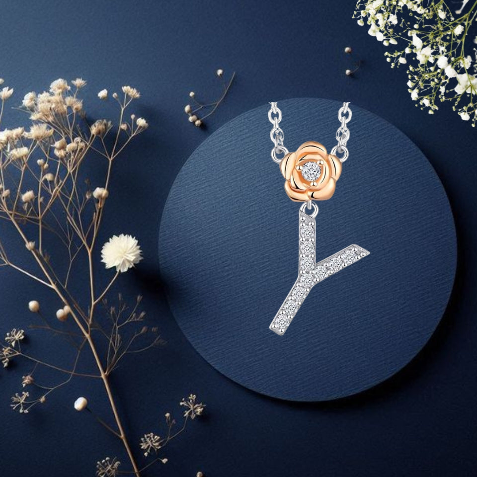 Alphabet Flower Pendant Necklace