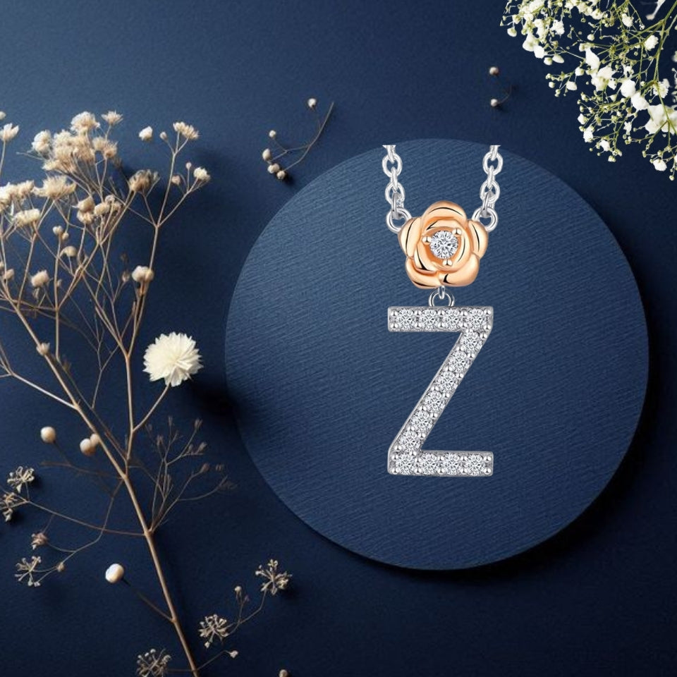 Alphabet Flower Pendant Necklace