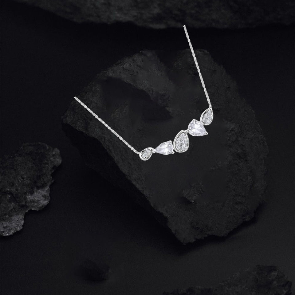 Pear Shape Cluster Pendant Necklace