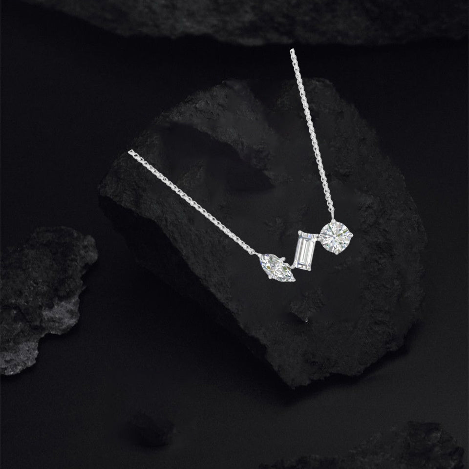 Cubic Zirconia Multi Shape Pendant Necklace