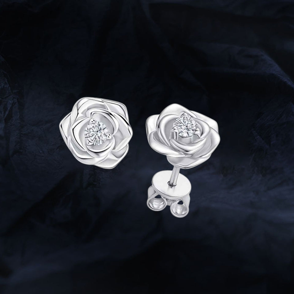 Rose Flower Moissanite Stud