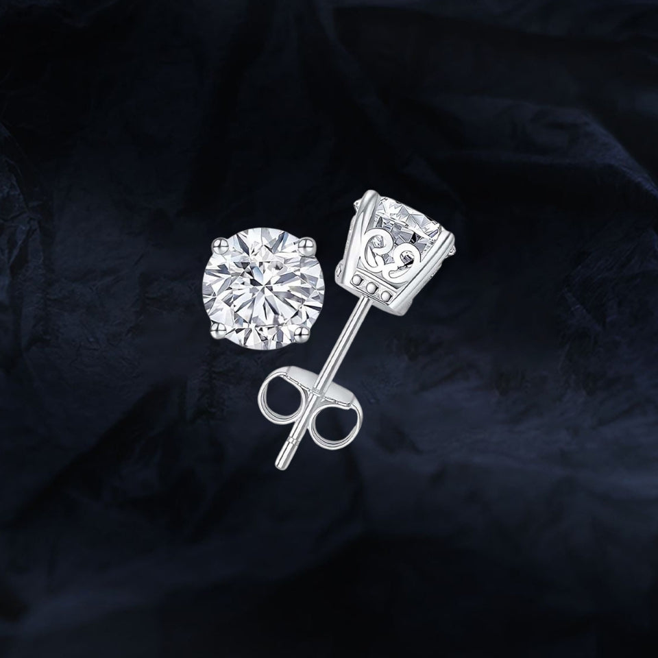 Round Moissanite Vintage Solitaire Stud