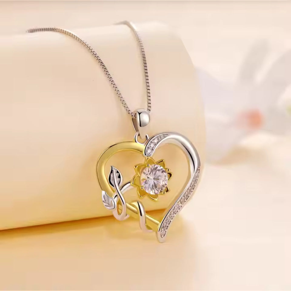 Flower heart Pendant Necklace