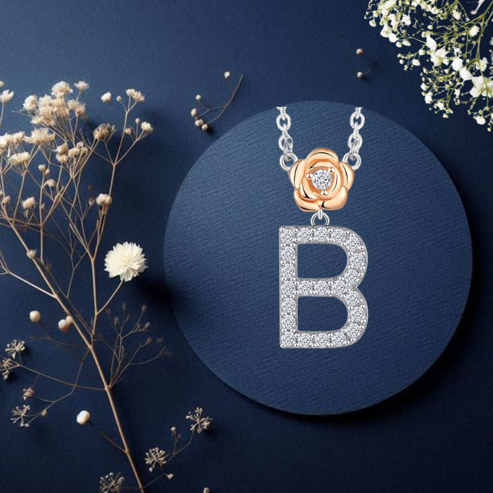 Alphabet Flower Pendant Necklace