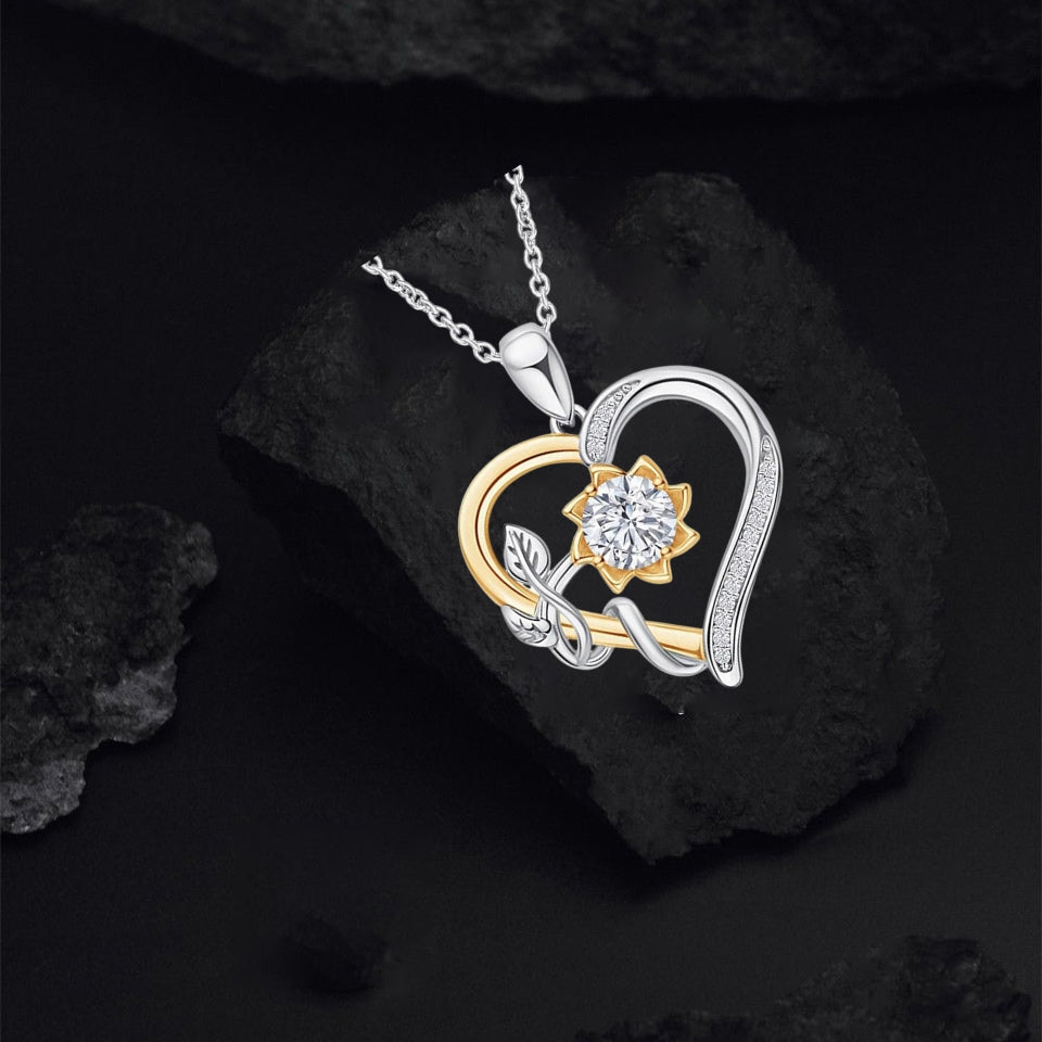 Flower heart Pendant Necklace