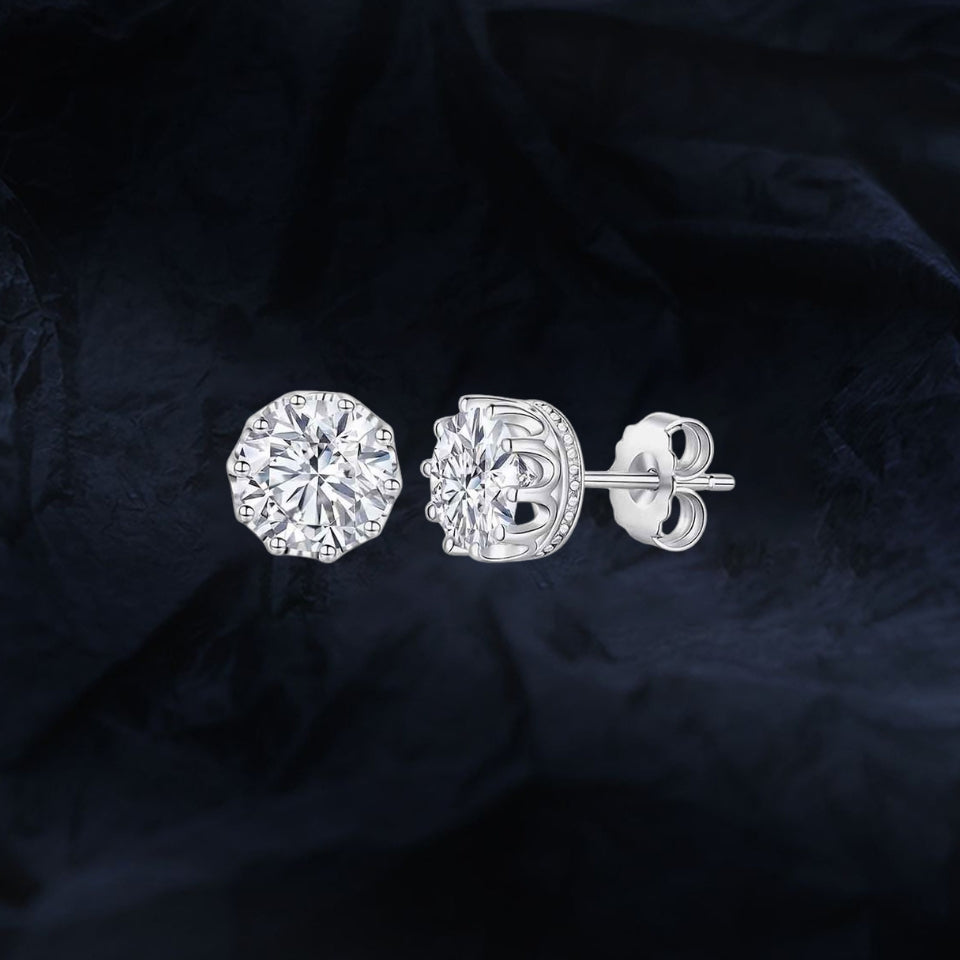 Crown Moissanite Friciton Back Stud