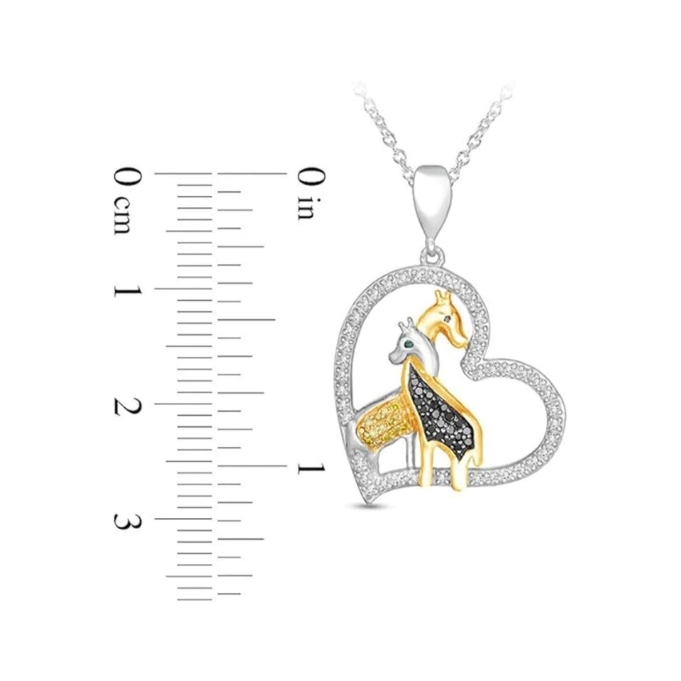 Giraffe Love Heart Pendant Necklace