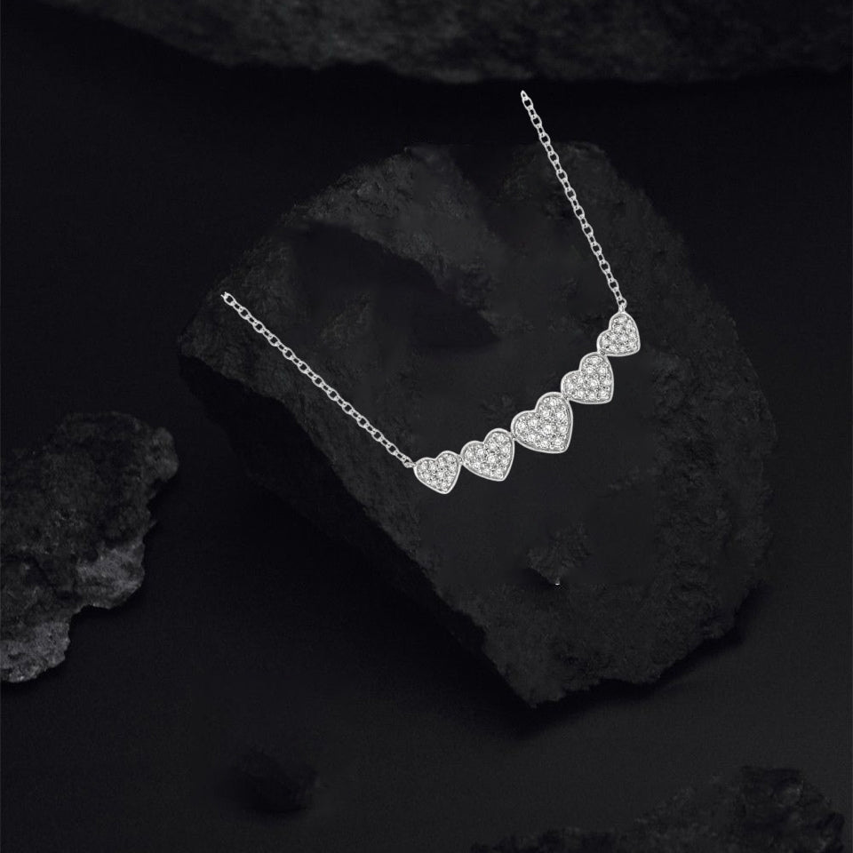 Five Heart Bar Pendant Necklace