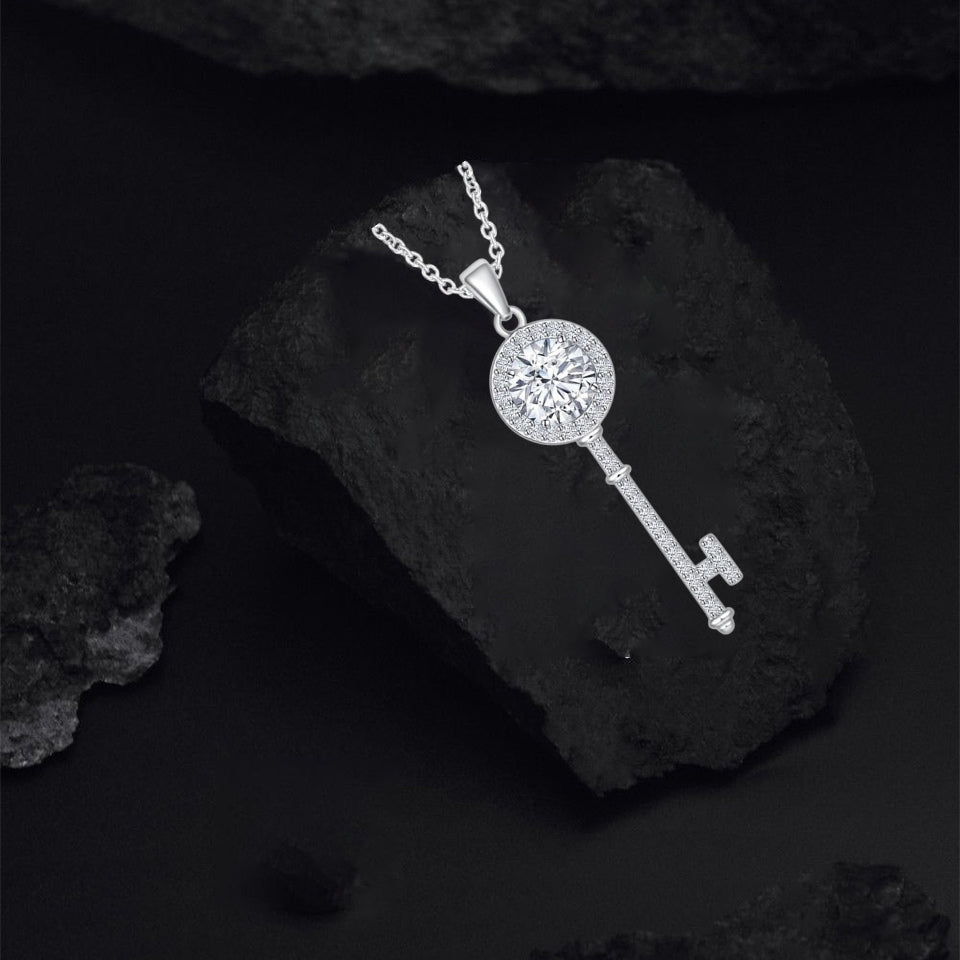 Moissanite Key Pendant Necklace