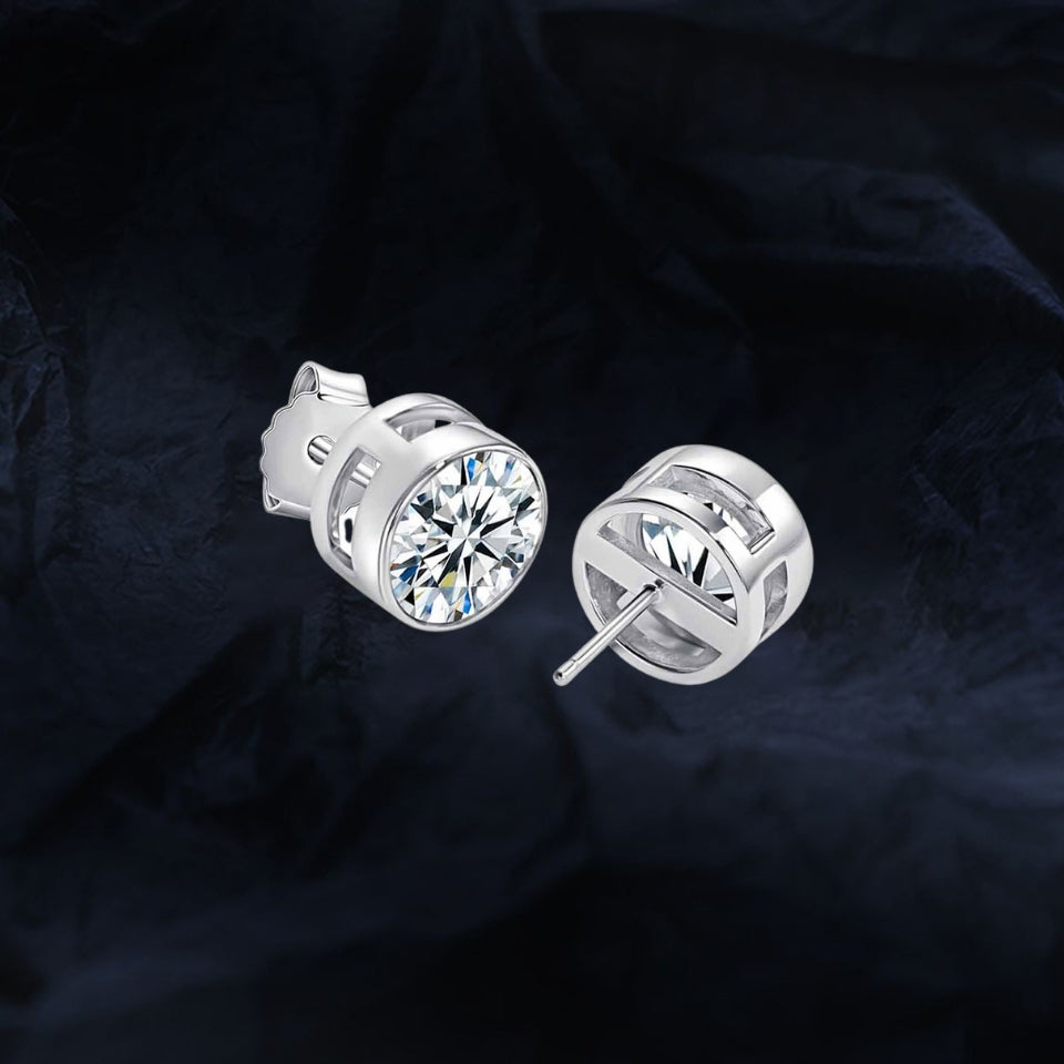 Classic Solitaire Diamond Bezel Set Stud