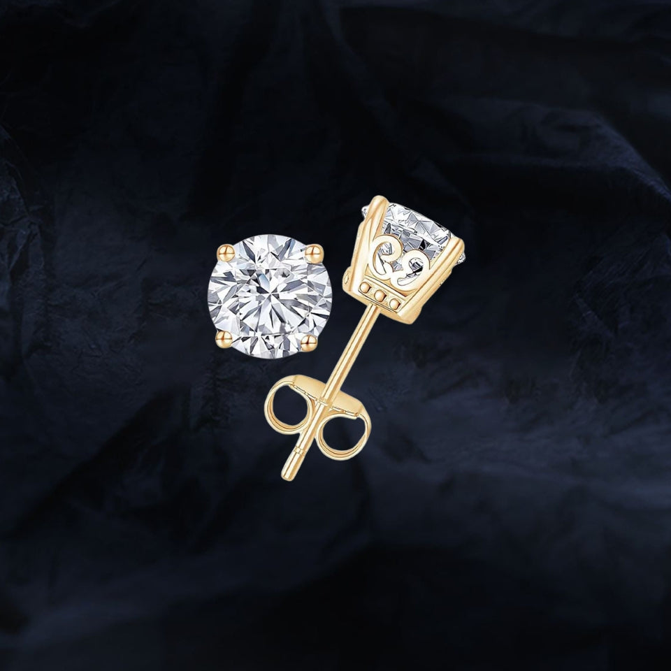 Round Moissanite Vintage Solitaire Stud