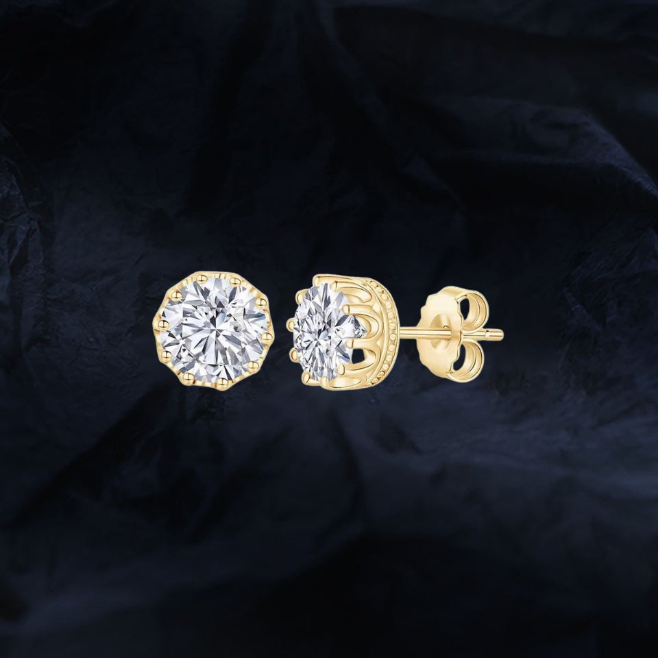 Crown Moissanite Friciton Back Stud