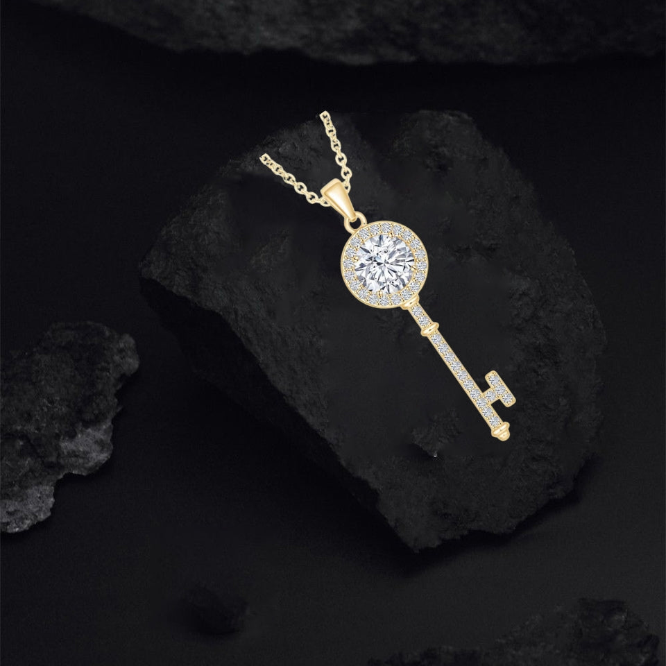 Moissanite Key Pendant Necklace