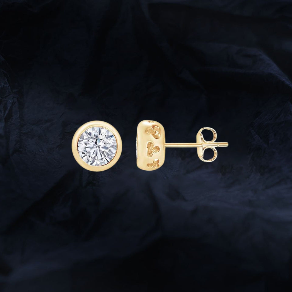 Round Bezel Set Moissanite Stud