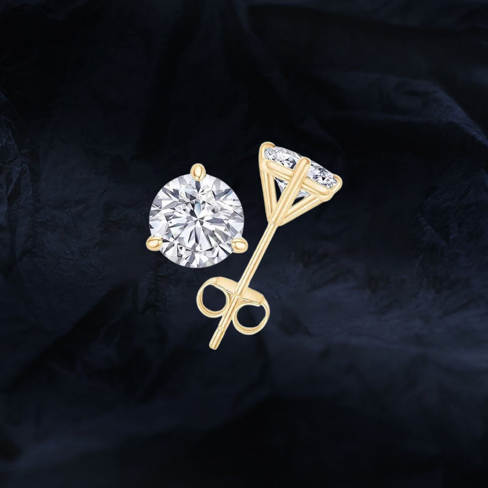 Martini Round Moissanite Solitaire Stud