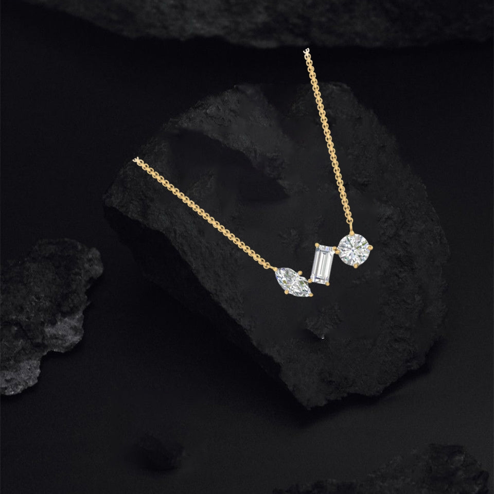 Cubic Zirconia Multi Shape Pendant Necklace