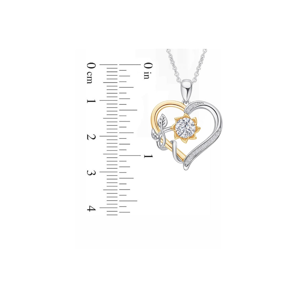 Flower heart Pendant Necklace